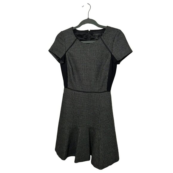 J. Crew Women’s Dress Career Wool Blend Tweed A Line Flare Mini Gray Black SZ 00 - Picture 3 of 7
